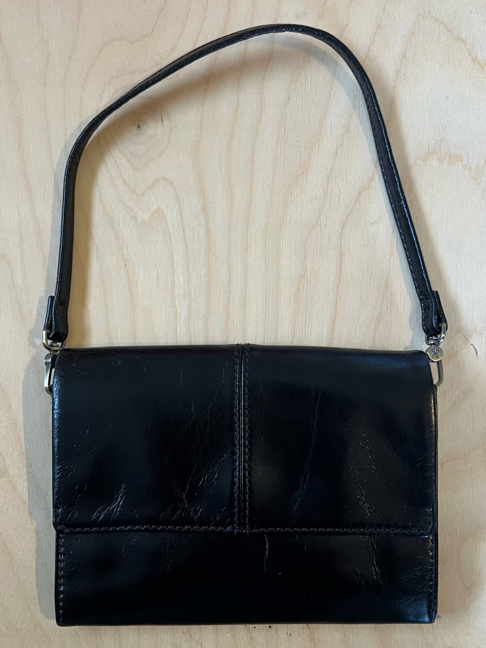 HOBO Black Leather Wristlet with Top Strap